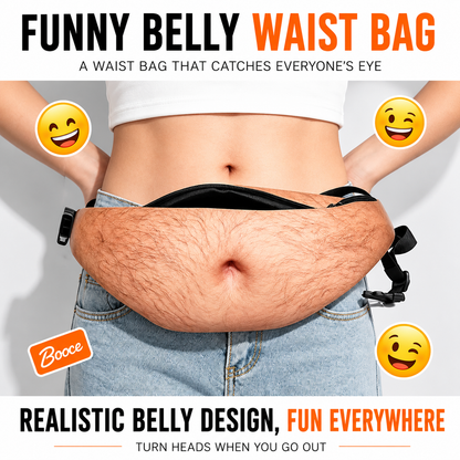 Cross-Border Personalized Belly Bag, Funny Prank Pu Faux Leather Zipper Waist Bag, 2026 New Model Fake Belly Bag Wholesale